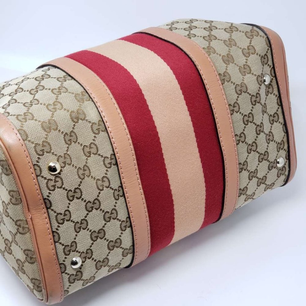 100% Auth Gucci Canvas Vintage Boston Satchel Bag - Picture 6 of 16